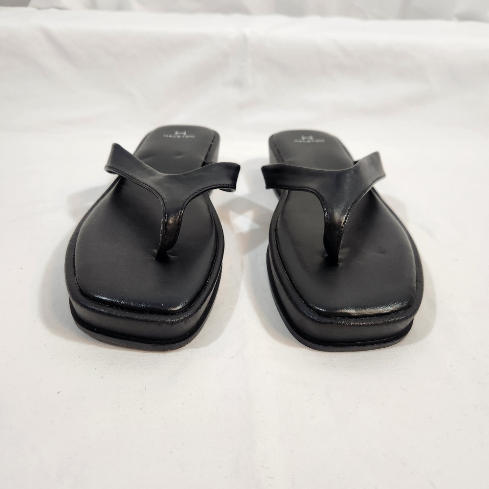 NIB Halston Black Leather Sandals Size 10 - Picture 3 of 6